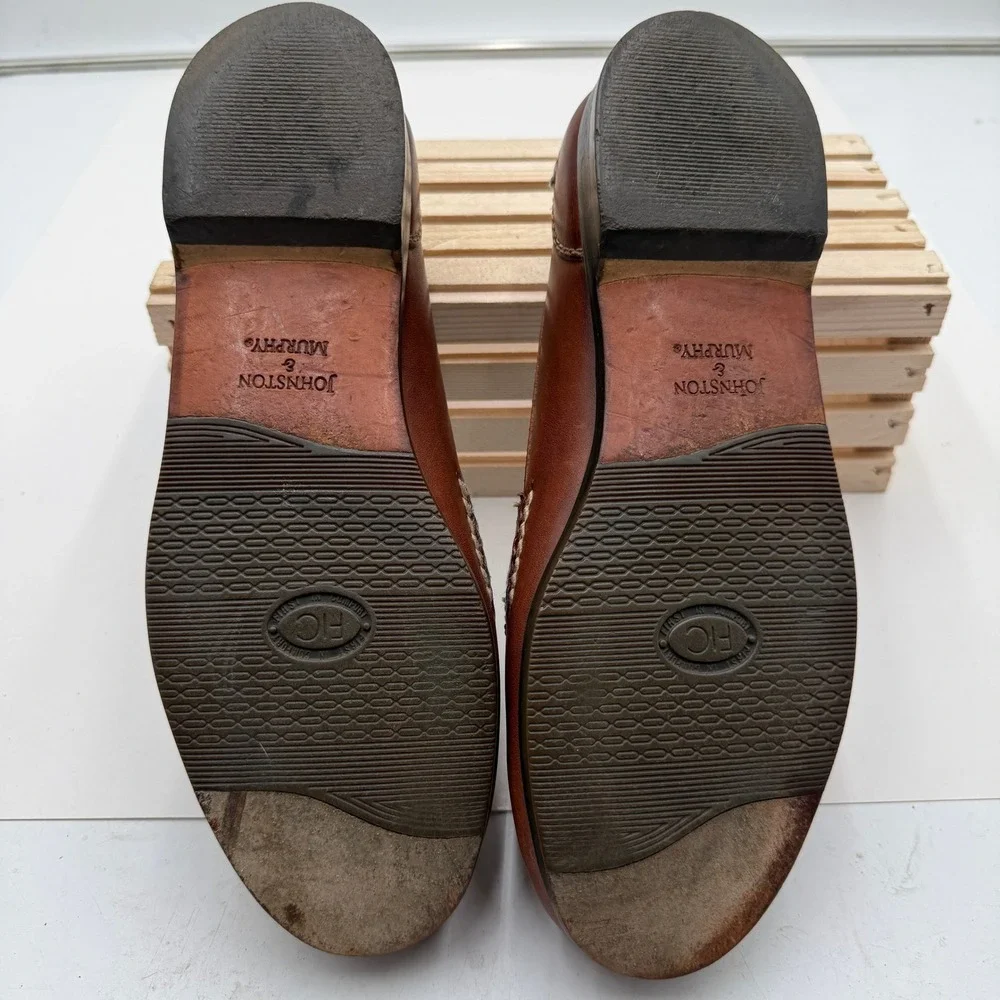 Johnston & Murphy Men's Loafers Brown Basket Weave Tassel Leather Size 9 M